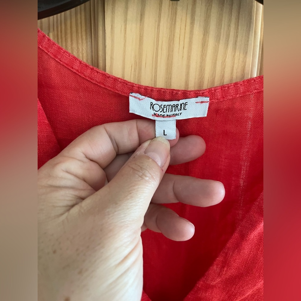 Rosemarine Red Linen Embroidered Women’s Dress Size‎ L - Picture 6 of 16